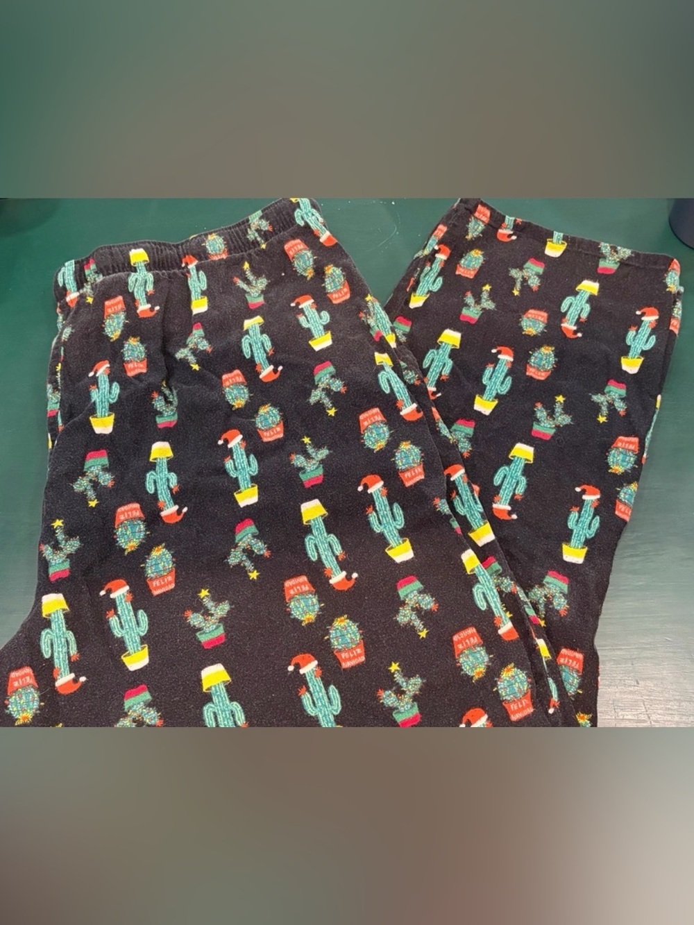 Old Navy Black Christmas Cactus Pajama Bottoms